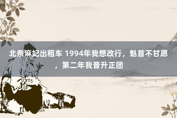 北条麻妃出租车 1994年我想改行，魁首不甘愿，第二年我晋升正团